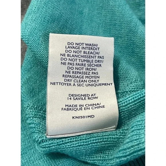 Hardy Amies Sweater Men’s Size L Gray Teal Merino Wool‎ Crew Savile Row London - Picture 9 of 9